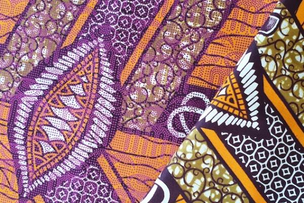 ORANGE-LEAF-PINK-METALLIC Osikani Stoff